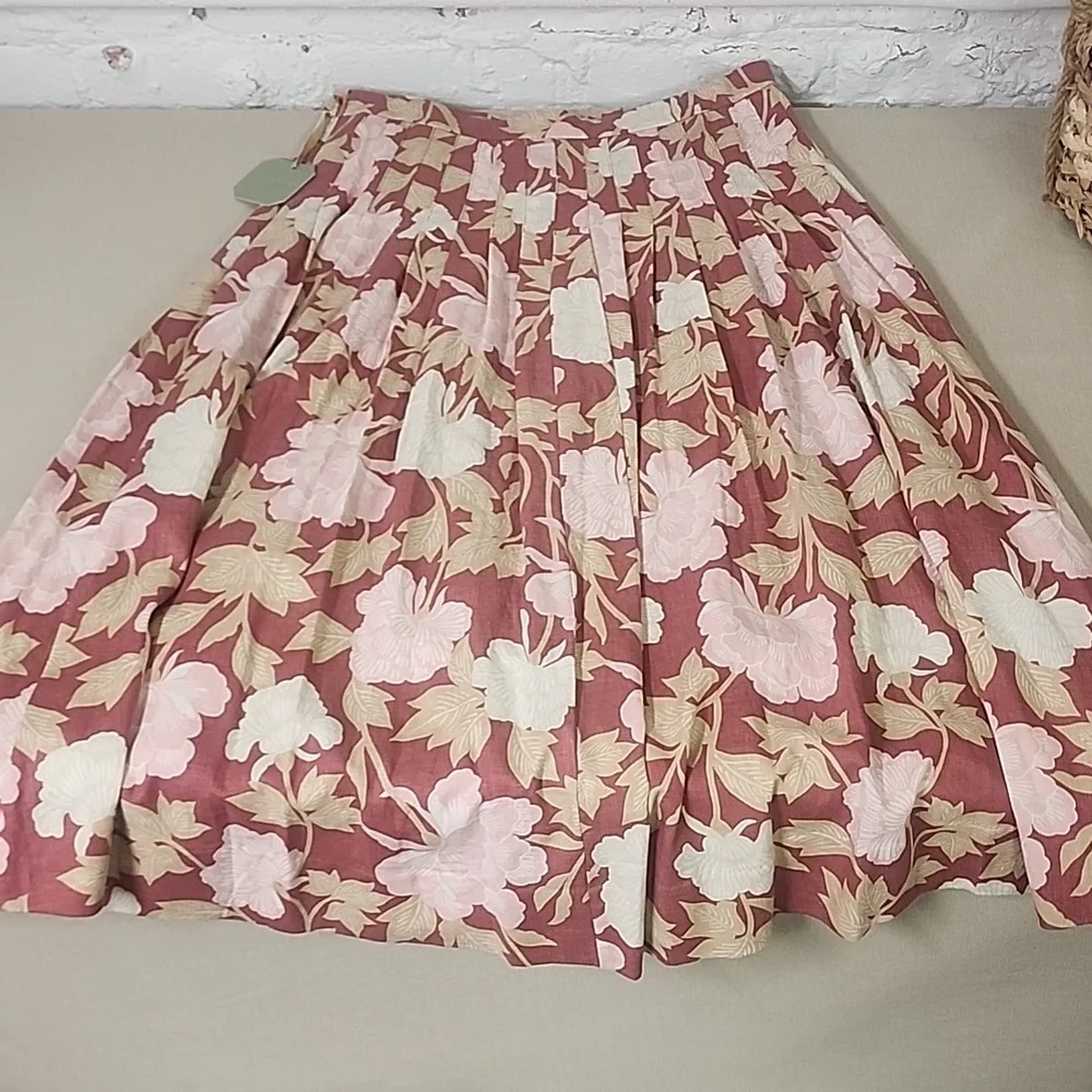 NWT...RYEGRASS PINK FLORAL LINEN SKIRT SZ 10 - Picture 6 of 6
